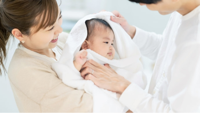 お風呂上りの赤ちゃんに